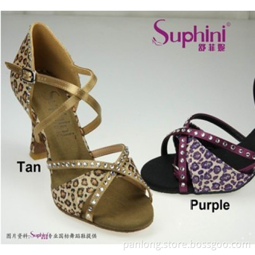Leopard strass latin shoes